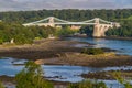 Menai Bridge, connecting Snowdonia and Anglesey Royalty Free Stock Photo